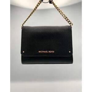 Michael Kors Hayes Crossbody Bag | Black Pebbled Leather | Designer Purse